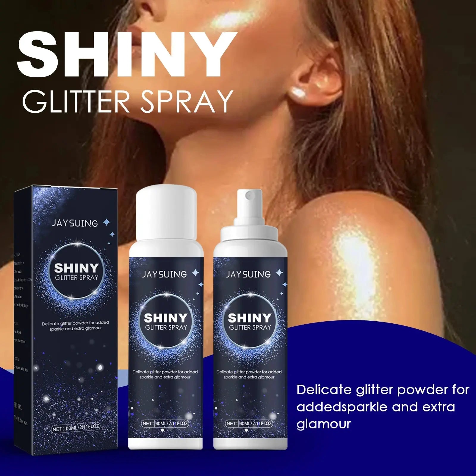 Jaysuing Shiny Glitter Spray Body Hair Clothes Highlighter Powder Waterproof Long Lasting Holographic Powder Makeup Product upscaleclicks