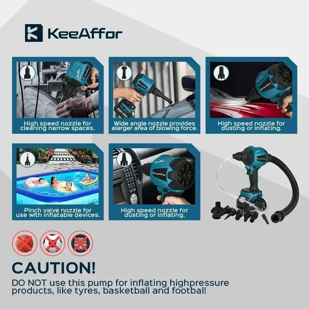 KEEAFFOR 1500W 80000RPM Brushless Blower Cordless Multifunction Inflator Vacuum Dust Cleanner Dust Blower For Makita 18v Battery upscaleclicks