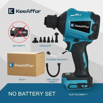 KEEAFFOR 1500W 80000RPM Brushless Blower Cordless Multifunction Inflator Vacuum Dust Cleanner Dust Blower For Makita 18v Battery upscaleclicks
