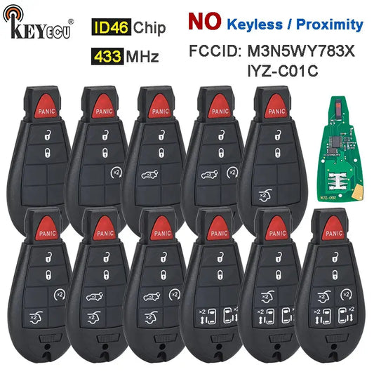 KEYECU 433MHz ID46 Chip M3N5WY783X / IYZ-C01C Replacement Remote Key Fobik Fob for Chrysler Jeep Dodge Ram Trunk 2008-2014 upscaleclicks