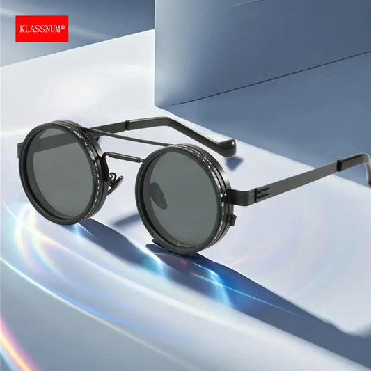 KLASSNUM Adjustable Sunglasses Men Nd Filter Glasses ND9 Speed Dimming Sun Glasses Round Polarized Fishing Driving Eyewear 2025 upscaleclicks