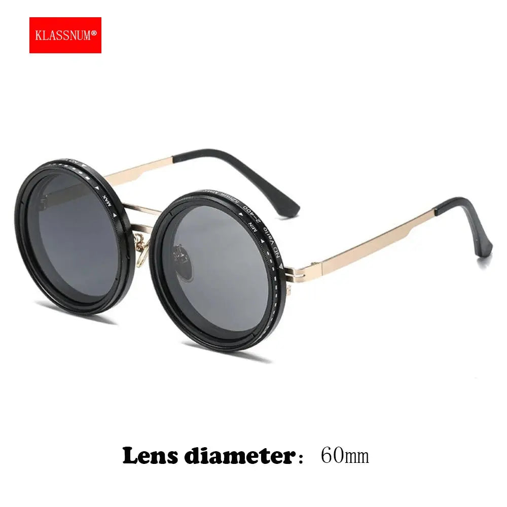 KLASSNUM Adjustable Sunglasses Men Nd Filter Glasses ND9 Speed Dimming Sun Glasses Round Polarized Fishing Driving Eyewear 2025 upscaleclicks