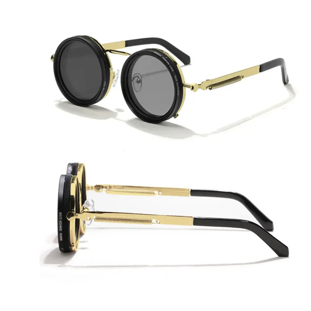 KLASSNUM Handmade ND Adjustable Dimming Sunglasses UV Resistant Fishing Filter Glasses Round Metal Frame HD Polarized Eyewear upscaleclicks