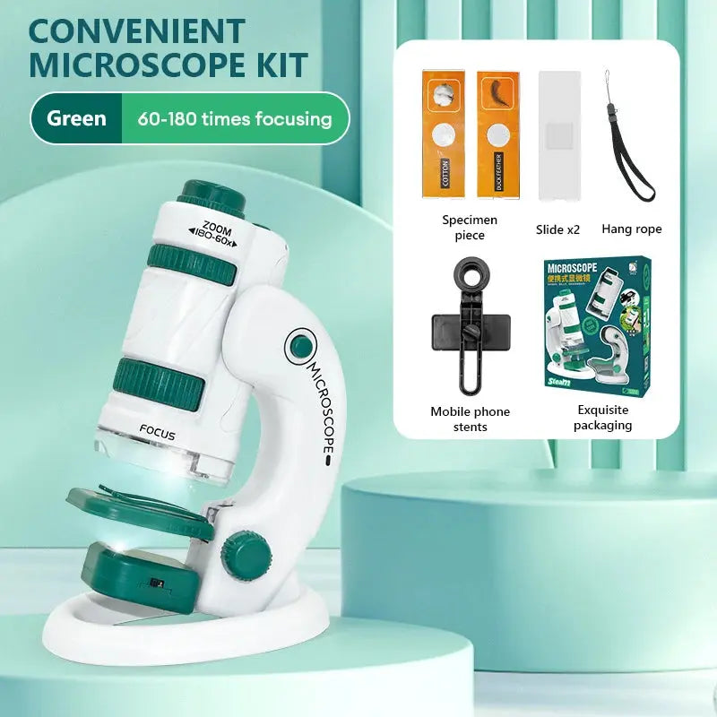 Kid Science Experiment Pocket Microscope Toy Kit 60-120X Educational Mini Handheld Microscope with Light Children STEM Toys Gift