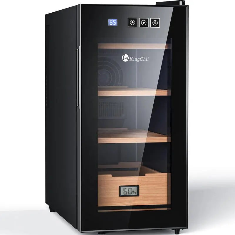 Kingchii 26L Electric Cigar Humidors with Temperature Control System, Cigar Cabinet with Spanish Cedar Wood Shelves & Hygrometer, Father'S Day Gifts for Men (4 Layers 200 Capacity)