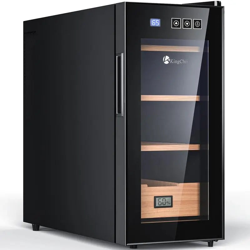 Kingchii 26L Electric Cigar Humidors with Temperature Control System, Cigar Cabinet with Spanish Cedar Wood Shelves & Hygrometer, Father'S Day Gifts for Men (4 Layers 200 Capacity)