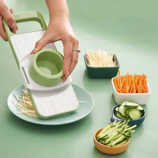 Kitchen 5 in 1 Stainless Steel Multifunctional Safe Manual Vegetable Slicer Cutter Potato Shredders Garlic Carrot Grater Chopper upscaleclicks