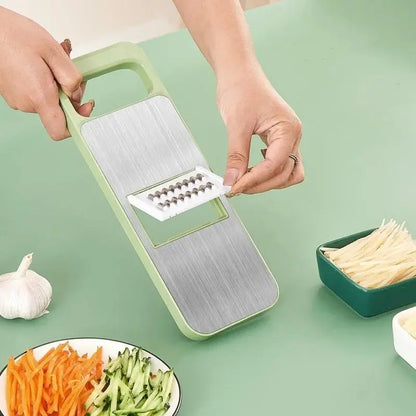 Kitchen 5 in 1 Stainless Steel Multifunctional Safe Manual Vegetable Slicer Cutter Potato Shredders Garlic Carrot Grater Chopper upscaleclicks