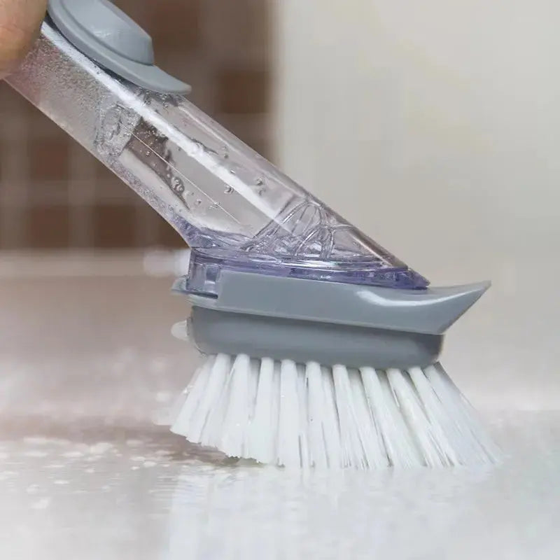 Kitchen Cleaning Brush 2 In 1 Long Handle Cleaing Brush with Removable Brush Sponge Dispenser Dishwashing Brush Kitchen Tools upscaleclicks