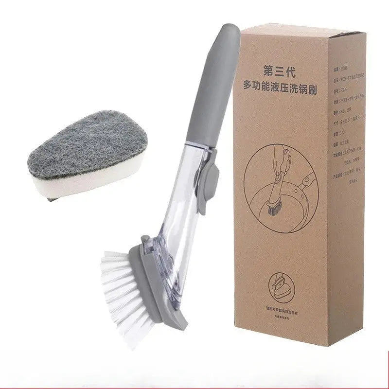 Kitchen Cleaning Brush 2 In 1 Long Handle Cleaing Brush with Removable Brush Sponge Dispenser Dishwashing Brush Kitchen Tools upscaleclicks