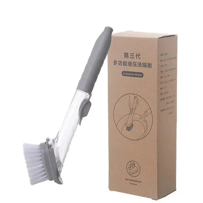 Kitchen Cleaning Brush 2 In 1 Long Handle Cleaing Brush with Removable Brush Sponge Dispenser Dishwashing Brush Kitchen Tools upscaleclicks