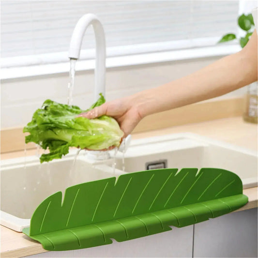 Kitchen Sink Water Guards Soft Banana Leaf Shape Water Sink Flap Block With Suckers Oil-Proof Proof Sink Access upscaleclicks