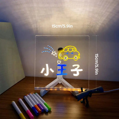 LED Note Board With Night Light Colorful 7 Pens DIY Acrylic Message Board Children‘s Drawing Board For Kids Birthday Gift upscaleclicks