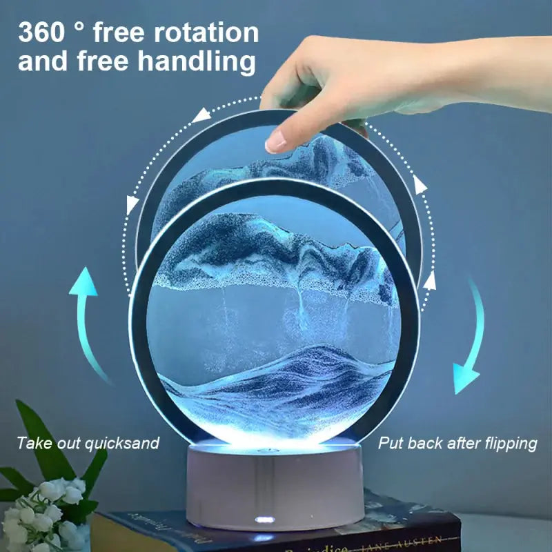 LED RGB Sandscape Lamp 3D Moving Sand Art Frame Night Light with 16 Colors Hourglass Light 3D Deep Sea Display with Remote upscaleclicks