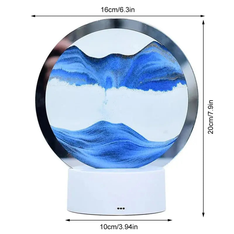 LED RGB Sandscape Lamp 3D Moving Sand Art Frame Night Light with 16 Colors Hourglass Light 3D Deep Sea Display with Remote upscaleclicks