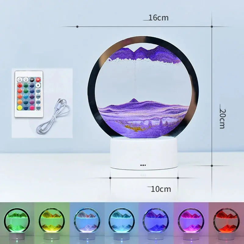LED RGB Sandscape Lamp 3D Moving Sand Art Frame Night Light with 16 Colors Hourglass Light 3D Deep Sea Display with Remote upscaleclicks