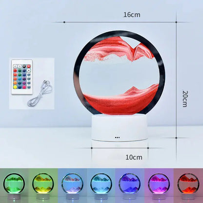LED RGB Sandscape Lamp 3D Moving Sand Art Frame Night Light with 16 Colors Hourglass Light 3D Deep Sea Display with Remote upscaleclicks