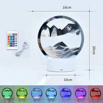 LED RGB Sandscape Lamp 3D Moving Sand Art Frame Night Light with 16 Colors Hourglass Light 3D Deep Sea Display with Remote upscaleclicks