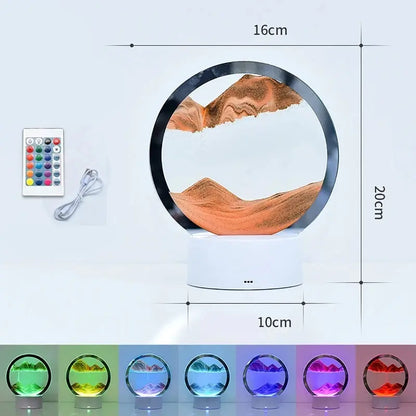 LED RGB Sandscape Lamp 3D Moving Sand Art Frame Night Light with 16 Colors Hourglass Light 3D Deep Sea Display with Remote upscaleclicks