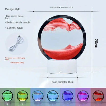 LED RGB Sandscape Lamp 3D Moving Sand Art Frame Night Light with 16 Colors Hourglass Light 3D Deep Sea Display with Remote upscaleclicks