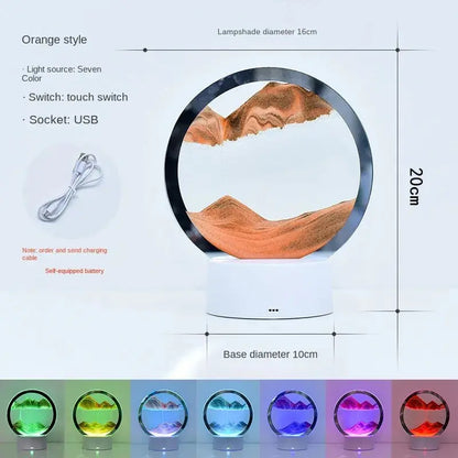 LED RGB Sandscape Lamp 3D Moving Sand Art Frame Night Light with 16 Colors Hourglass Light 3D Deep Sea Display with Remote upscaleclicks