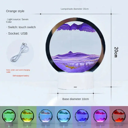 LED RGB Sandscape Lamp 3D Moving Sand Art Frame Night Light with 16 Colors Hourglass Light 3D Deep Sea Display with Remote upscaleclicks