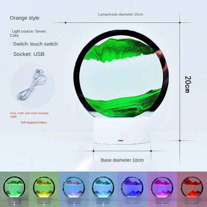 LED RGB Sandscape Lamp 3D Moving Sand Art Frame Night Light with 16 Colors Hourglass Light 3D Deep Sea Display with Remote upscaleclicks