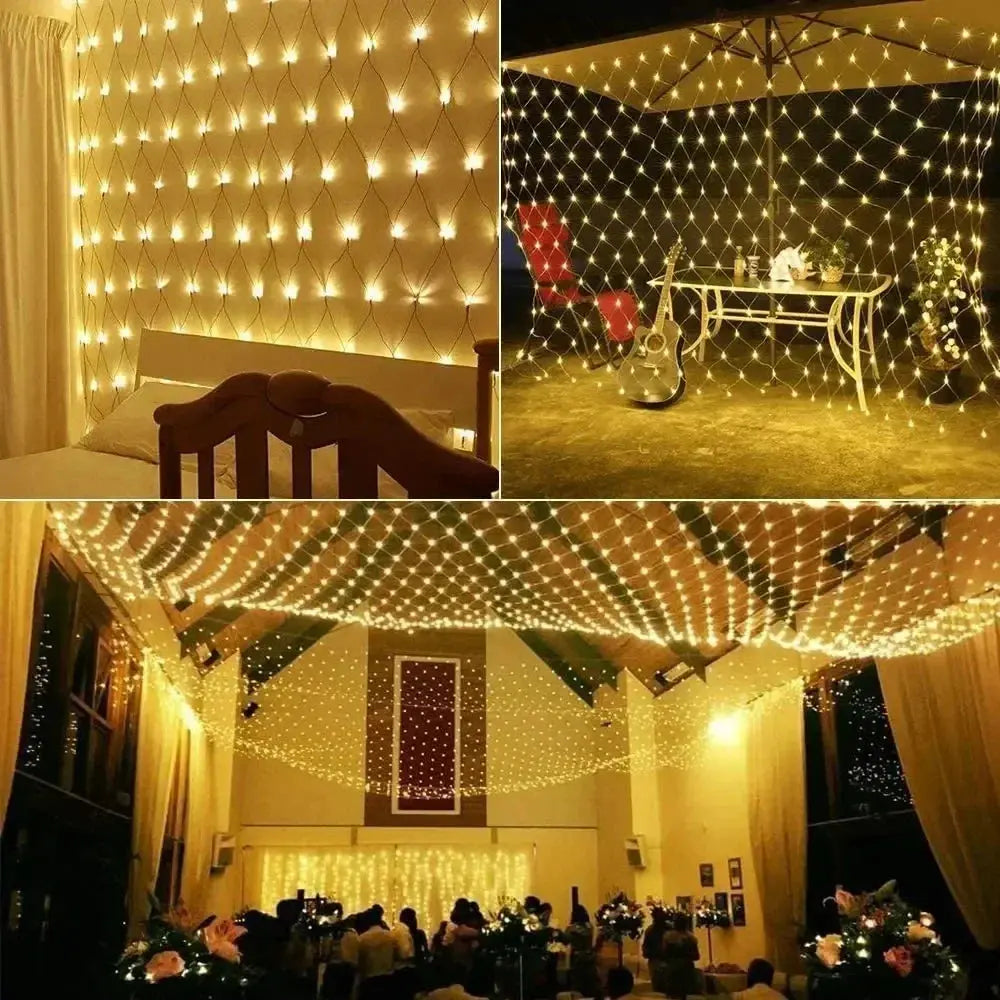 LED String lights 4mx6M 1.5MX1.5M 2x3M Garlands Christmas Net Lights Fairy Xmas Party Garden Wedding Decoration Curtain Light upscaleclicks