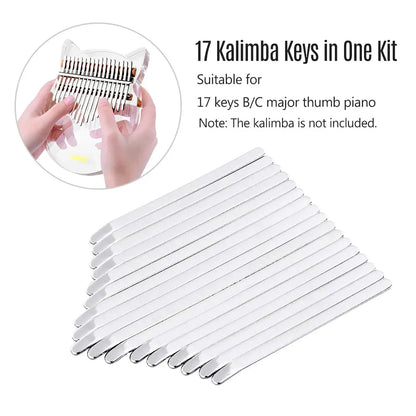 LINGTING 17  Keys Thumb Piano Keys Replacement Kit Manganese Steel with Stickers for 17 Key B/C Major upscaleclicks