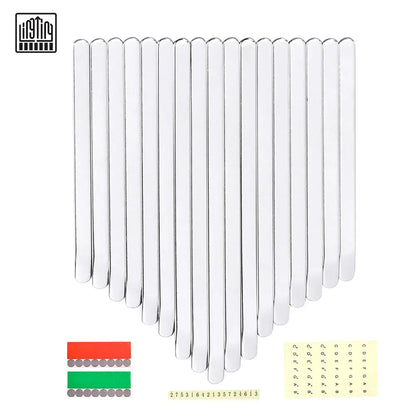 LINGTING 17  Keys Thumb Piano Keys Replacement Kit Manganese Steel with Stickers for 17 Key B/C Major upscaleclicks
