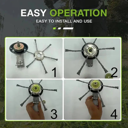 LUSQI 6/8/9inch Steel Wire Wheel Head Grass Trimmer Head Universal Weed Brush Fit Straight Shaft Brushcutter Removal Moss Rust upscaleclicks