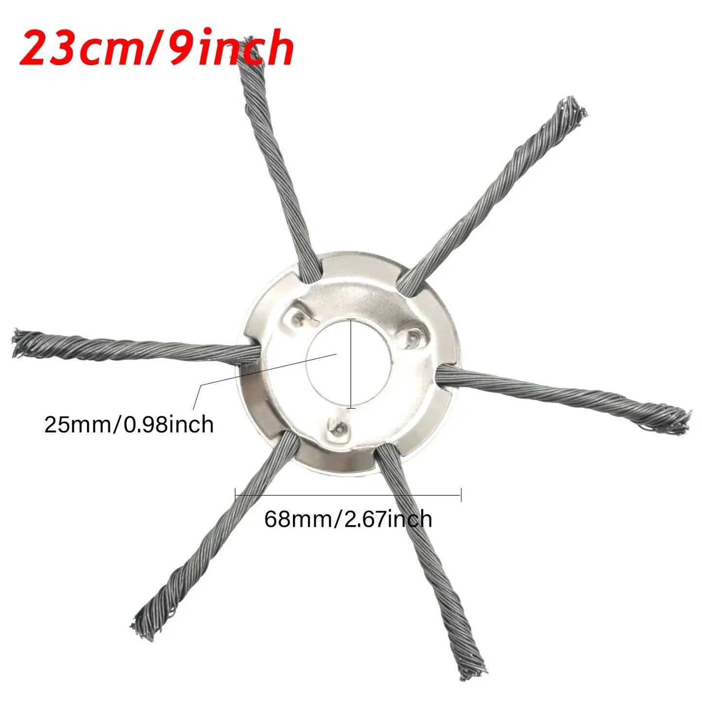 LUSQI 6/8/9inch Steel Wire Wheel Head Grass Trimmer Head Universal Weed Brush Fit Straight Shaft Brushcutter Removal Moss Rust upscaleclicks