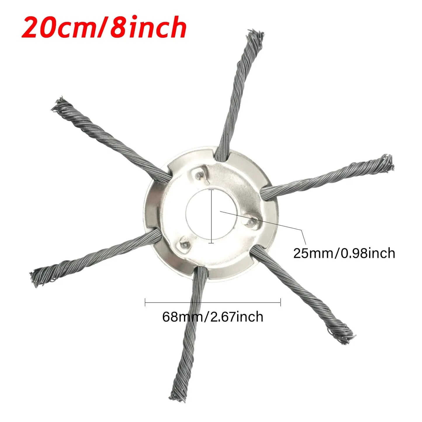 LUSQI 6/8/9inch Steel Wire Wheel Head Grass Trimmer Head Universal Weed Brush Fit Straight Shaft Brushcutter Removal Moss Rust upscaleclicks