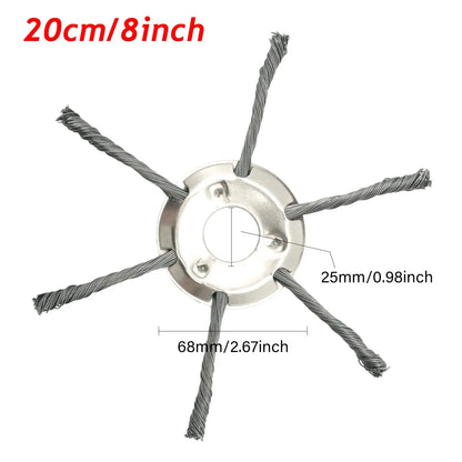LUSQI 6/8/9inch Steel Wire Wheel Head Grass Trimmer Head Universal Weed Brush Fit Straight Shaft Brushcutter Removal Moss Rust upscaleclicks