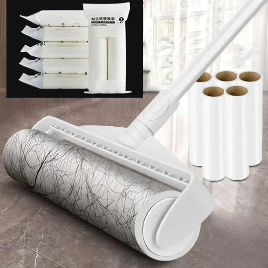 Long Handle Lint Roller Brush Pet Hair Remover Roller Retractable Dust Hair Roller Stick Tearable Clothes Bed Hair Removal Brush upscaleclicks