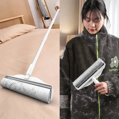 Long Handle Lint Roller Brush Pet Hair Remover Roller Retractable Dust Hair Roller Stick Tearable Clothes Bed Hair Removal Brush upscaleclicks