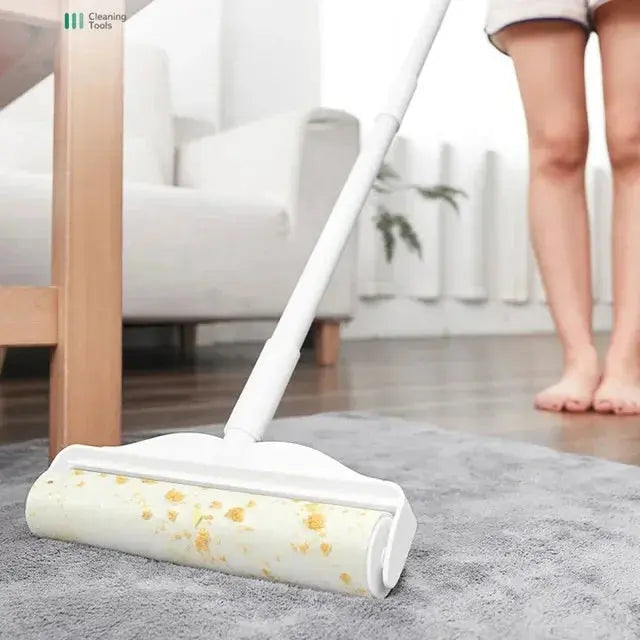 Long Handle Lint Roller Brush Pet Hair Remover Roller Retractable Dust Hair Roller Stick Tearable Clothes Bed Hair Removal Brush upscaleclicks