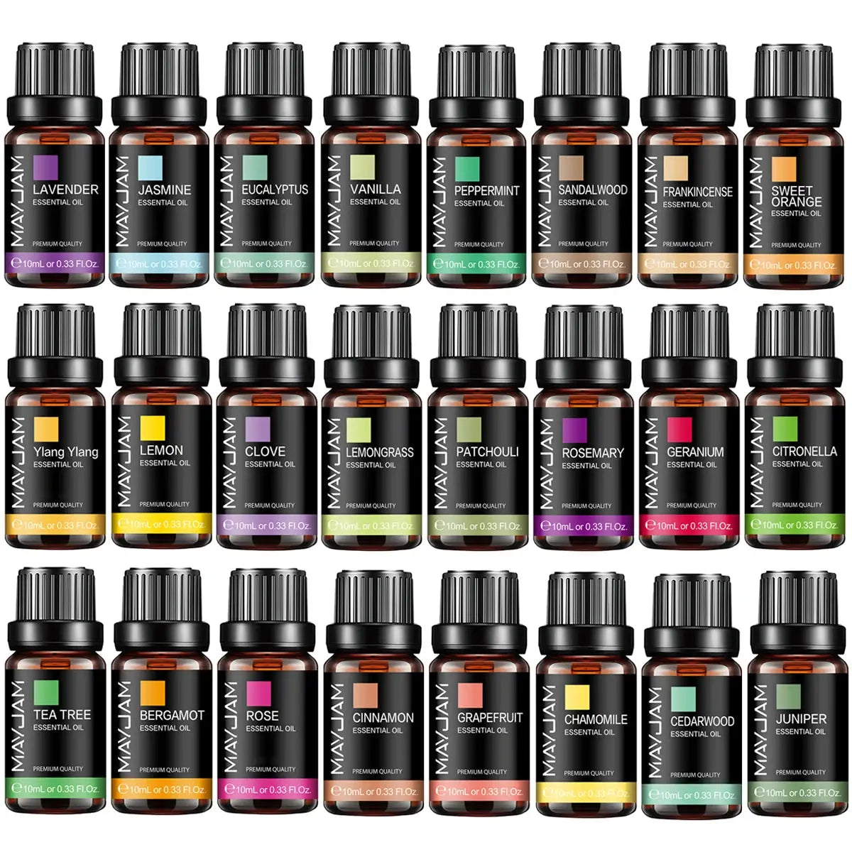 MAYJAM 10ML Essential Oil Lavender Jasmine Eucalyptus Vanilla Sandalwood Bergamot Rosemary Citronella Cinnamon Fragrance Oil upscaleclicks