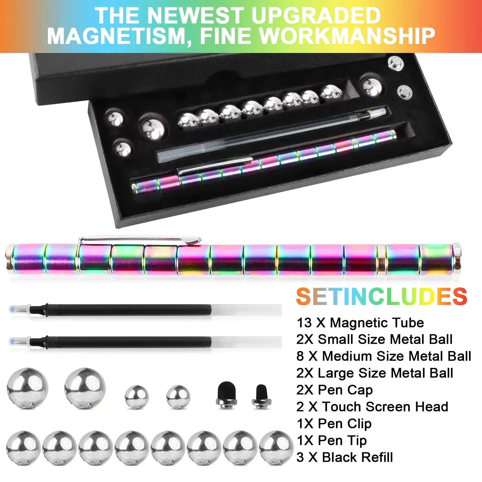 Magnetic Fidget Pen DIY Magnet Fidgi Pen Multifunctional Deformable Magnet Writing Ballpoint Toy Pen, Best Gift for Friends upscaleclicks