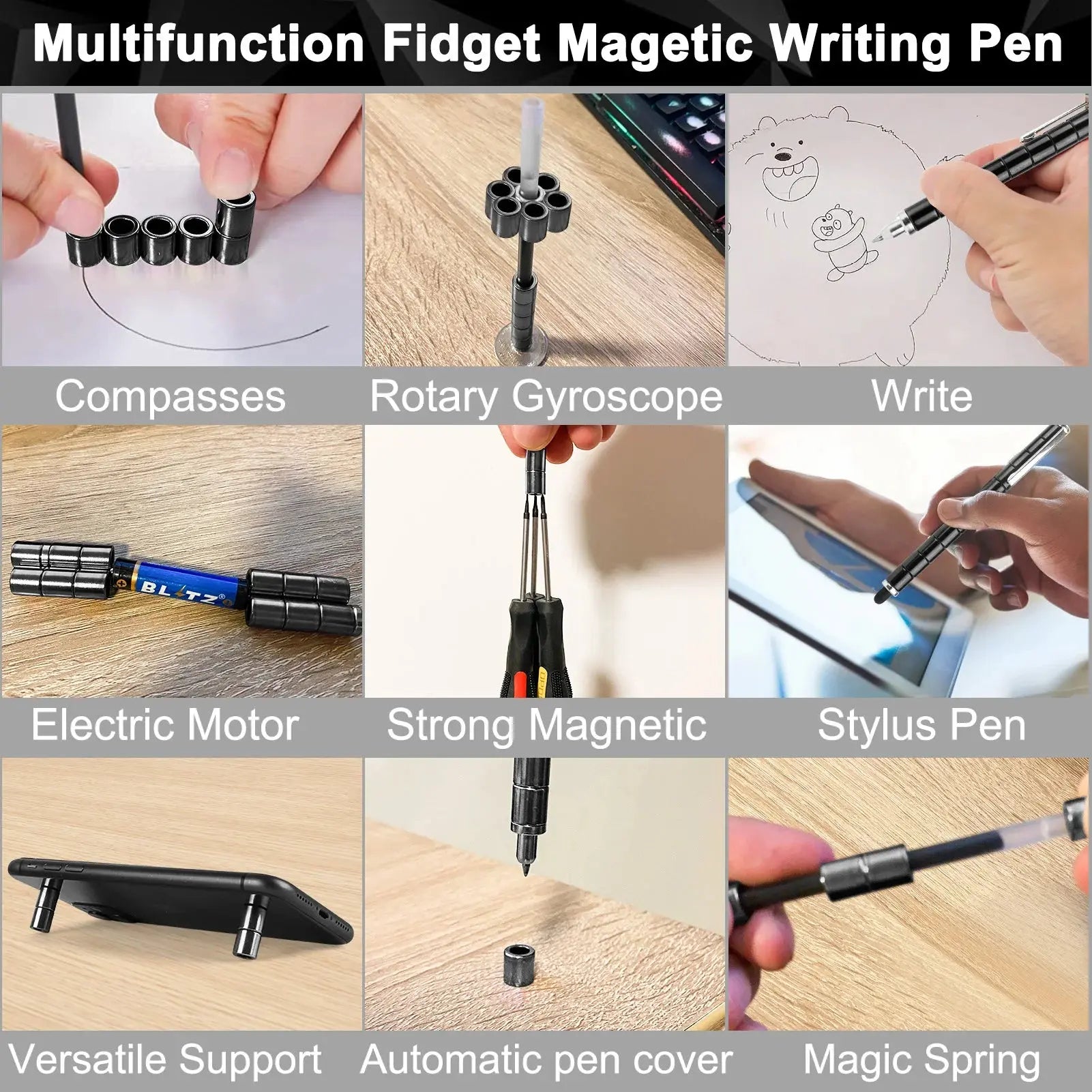 Magnetic Fidget Pen DIY Magnet Fidgi Pen Multifunctional Deformable Magnet Writing Ballpoint Toy Pen, Best Gift for Friends upscaleclicks