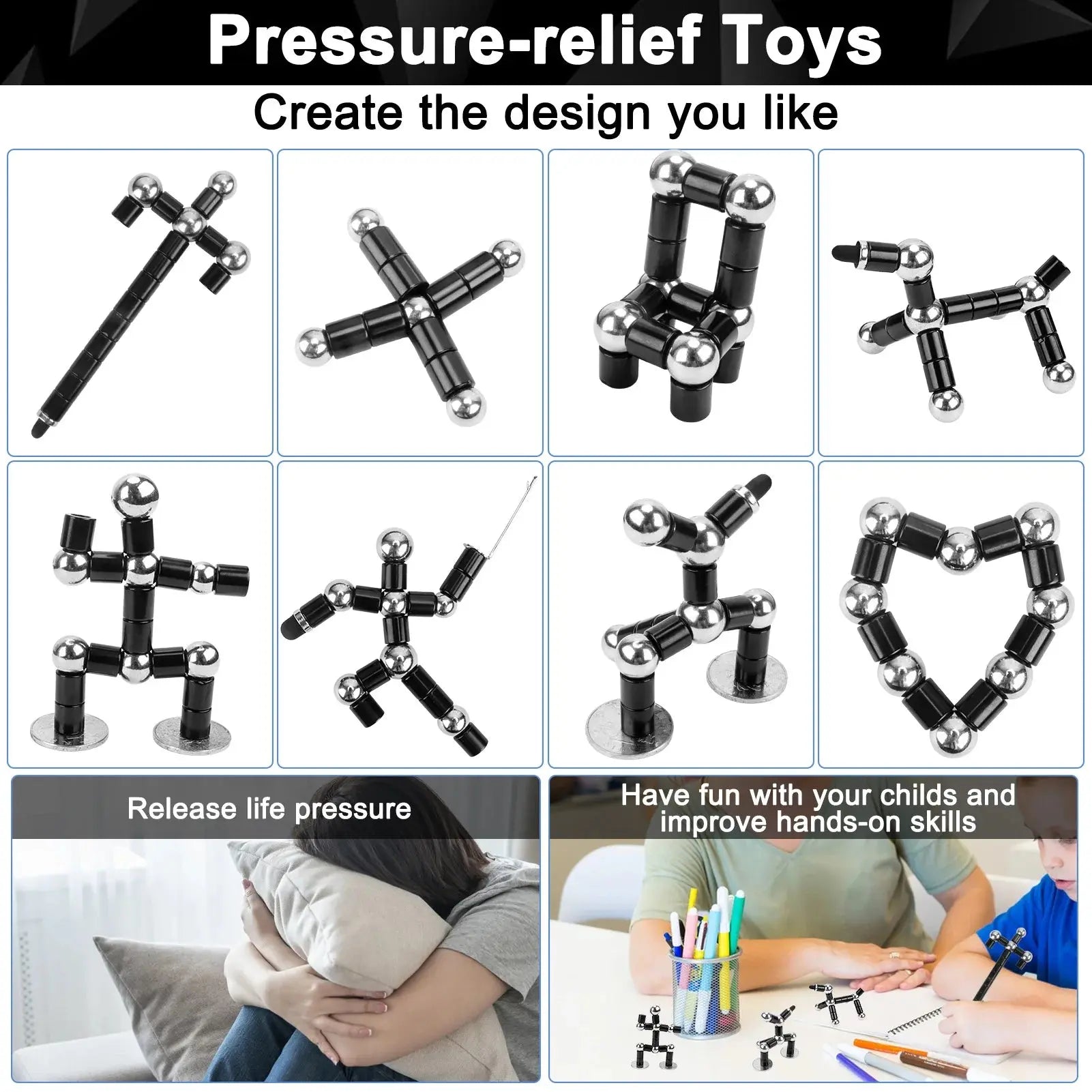Magnetic Fidget Pen DIY Magnet Fidgi Pen Multifunctional Deformable Magnet Writing Ballpoint Toy Pen, Best Gift for Friends upscaleclicks