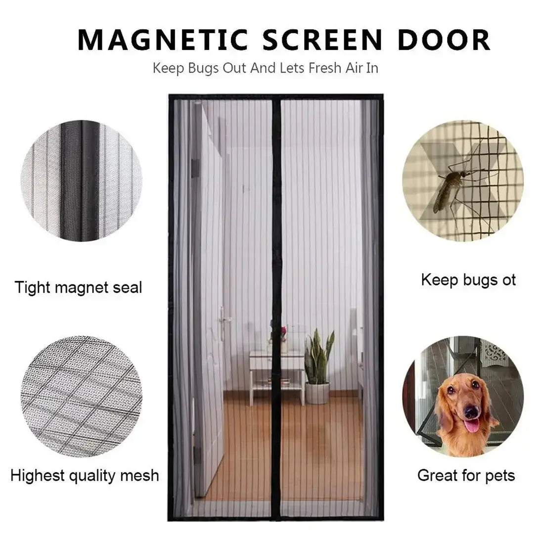 Magnetic Mosquito Net, Summer Insect Fly Control, Door Curtain Net, Living Room, Bedroom Curtain, Automatic Closing Door Screen upscaleclicks