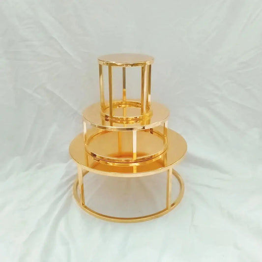 Metal Round and Square Floating Cake Stand Gold Cake Separator Wedding Cake Tier Birthday Party Cupcake Display Stand Decor upscaleclicks