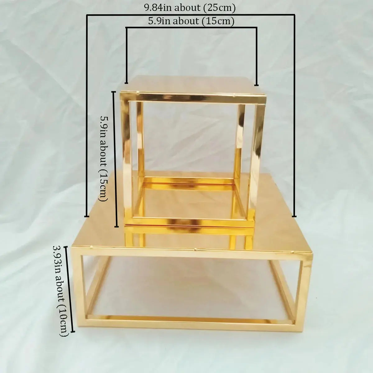 Metal Round and Square Floating Cake Stand Gold Cake Separator Wedding Cake Tier Birthday Party Cupcake Display Stand Decor upscaleclicks