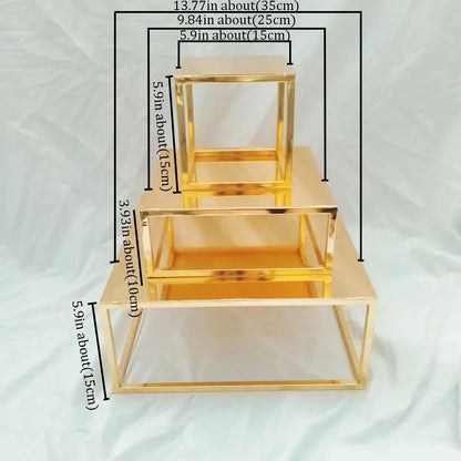 Metal Round and Square Floating Cake Stand Gold Cake Separator Wedding Cake Tier Birthday Party Cupcake Display Stand Decor upscaleclicks
