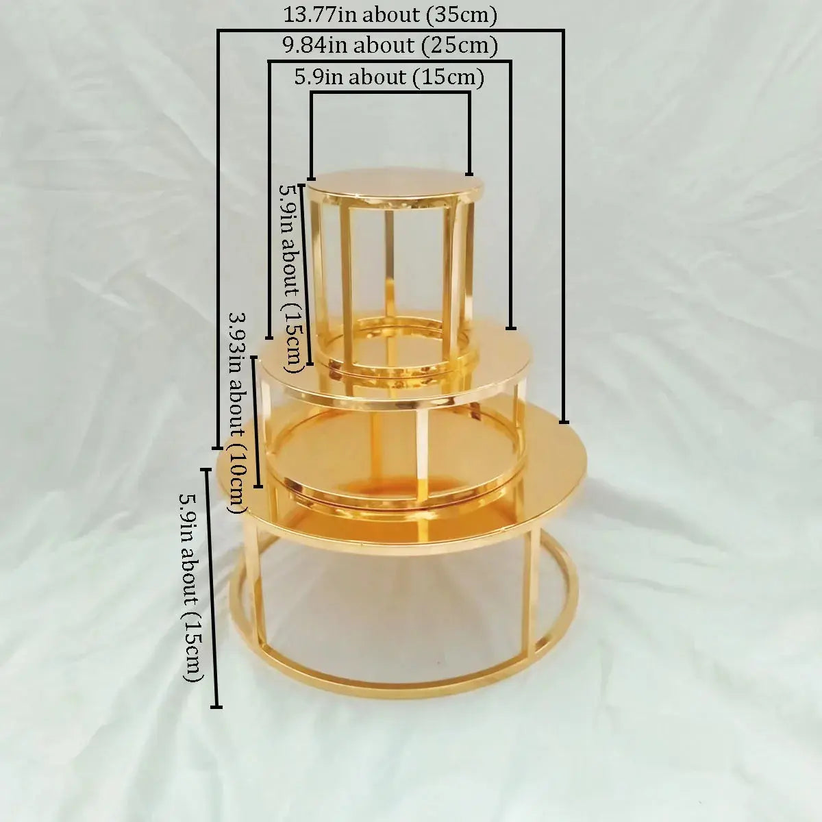 Metal Round and Square Floating Cake Stand Gold Cake Separator Wedding Cake Tier Birthday Party Cupcake Display Stand Decor upscaleclicks