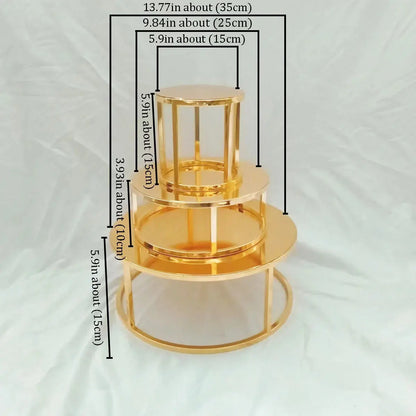 Metal Round and Square Floating Cake Stand Gold Cake Separator Wedding Cake Tier Birthday Party Cupcake Display Stand Decor upscaleclicks