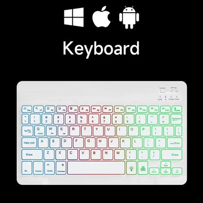 Mini Backlit RGB 10inch Bluetooth Keyboard Wireless mouse Rechargeable for Spanish Russian Hebrew Korean French Arabic Portugal upscaleclicks