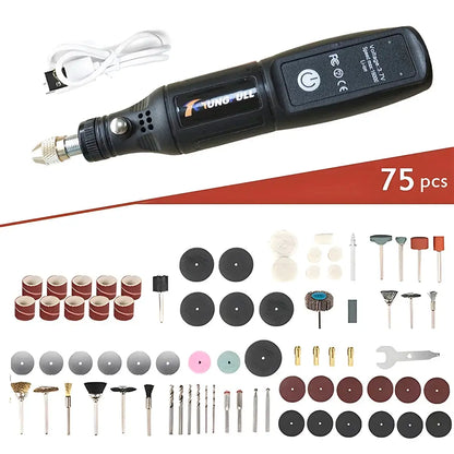 Mini Electric Drill USB Wireless Mini Handheld Drill Rotary Tool Woodworking Engraving Pen Dremel Tools for Jewelry Metal Glass upscaleclicks
