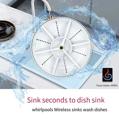 Mini Turbo Dishwasher Portable Ultrasonic Dish Washer USB Chargeable Vegetable Washing Machine Household Sink Dishwasher Device